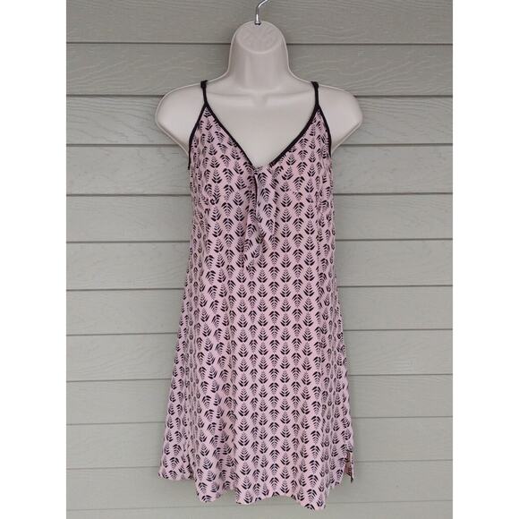 Pretty You London Womens Pink Black Chemise Slip Nightgown Size S to M 6-8 - Picture 2 of 4